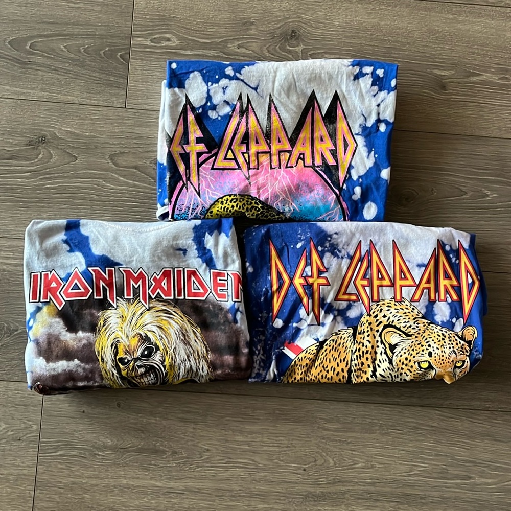 NWOT Branded 3 Pack Band T-shirt Reseller Bundle Size XL Def Leopard-Iron Maiden